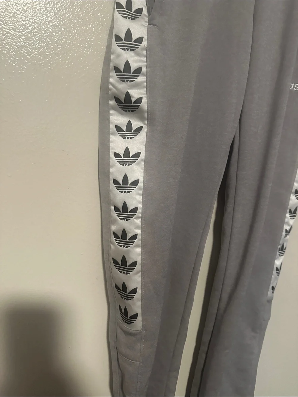 adidas Kids Gray Joggers with White Trefoil Tape